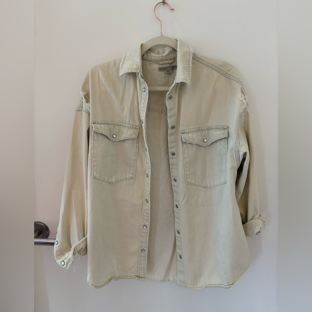 All Saints Light Wash Oversized Denim Jacket